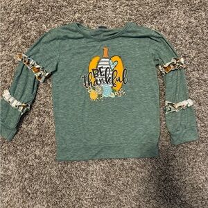 Green Kids Shirt with Ruffle Sleeves